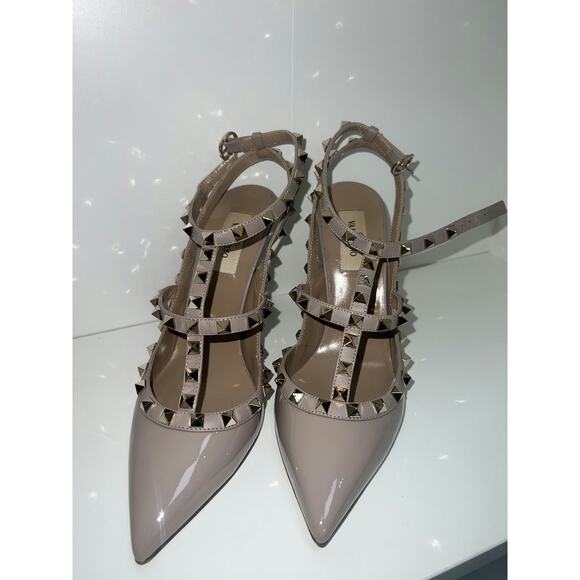 Valentino Shoes - Valentino Rockstud Blush Patent Leather Heels